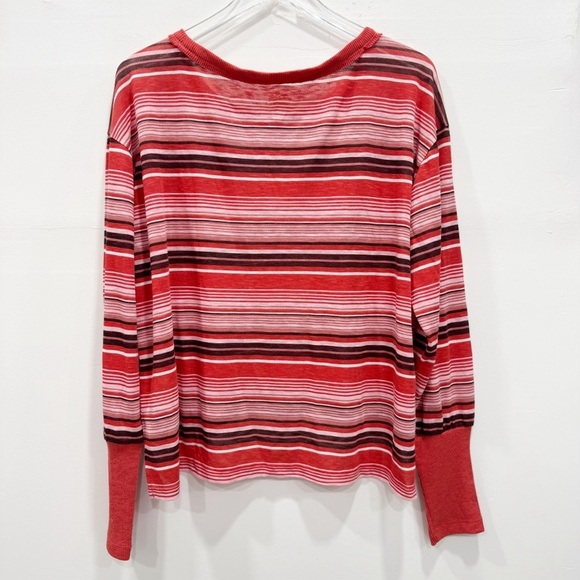 Anthropologie Pilcro Boxy Heritage Pullover Blouse Top Red Stripe Large Cotton - Picture 3 of 7